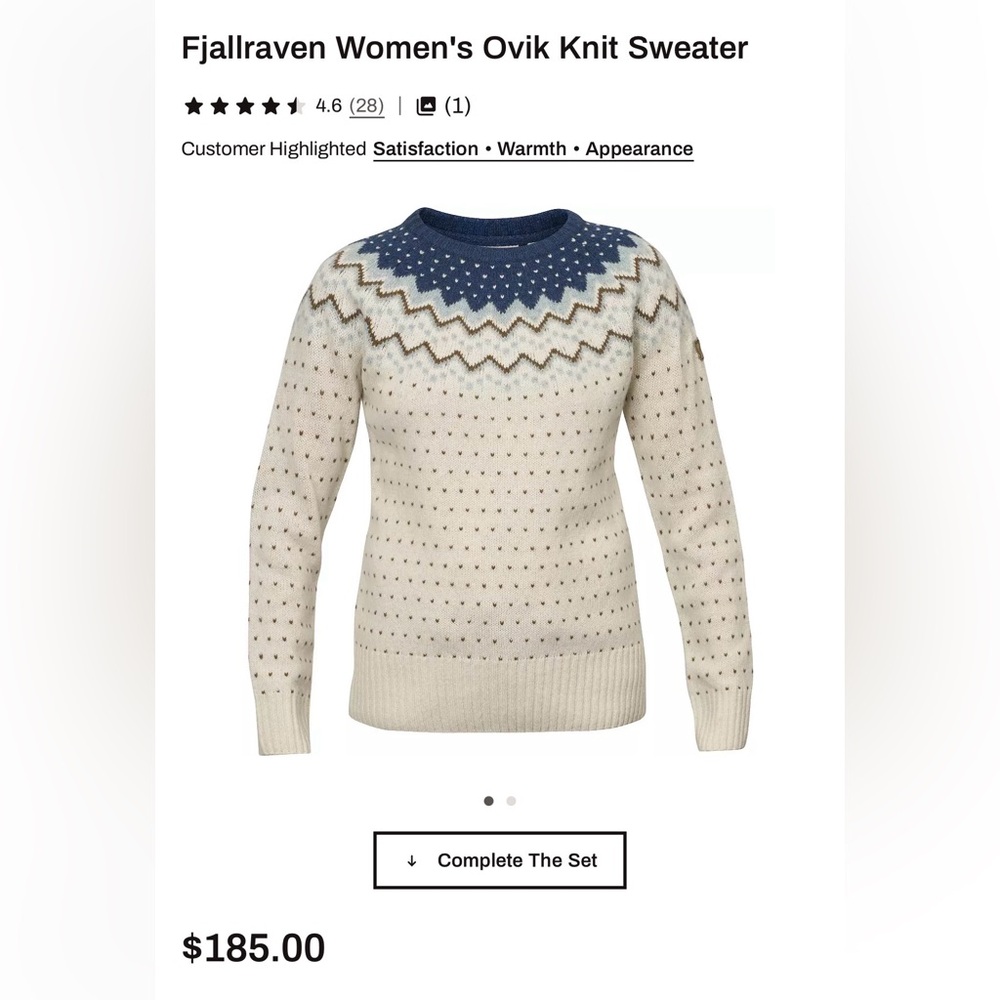 Fjallraven Ovik Wool knit sweater women’s Small Fair Isle Nordic - Picture 4 of 4